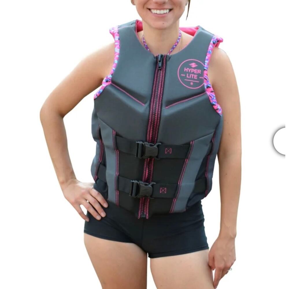 Hyperlite Women’s XL pink gray vest swimming life preserver jacket